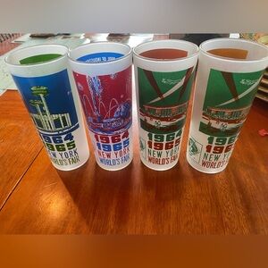 Four Vintage 1964-1965 New York World’s Fair Commemorative Frosted Glasses
